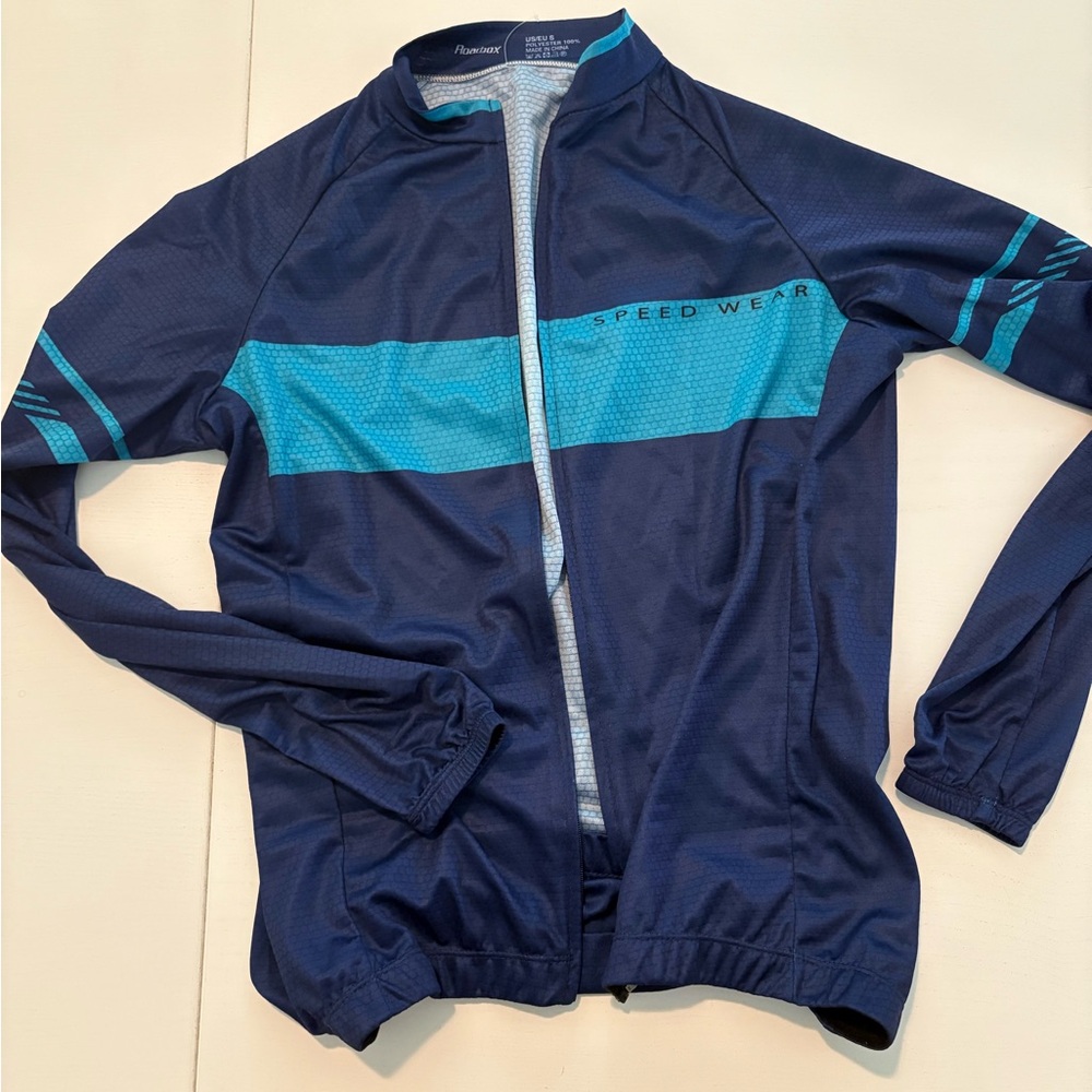 Roarbox Navy and Teal Cycling Jacket Size Small
